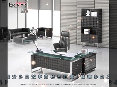 Modern Glasbureau met Staalbenen voor de Bureaubouw Facultatieve Kleur