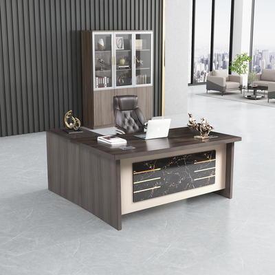 Duurzaam klassiek CEO Office Table Melamine Solid Wood L-vormig kantoor bureau