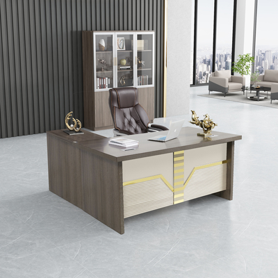Luxe Houten Moderne Executive Werktafel Uitschuifbaar Voor Boss Office ODM