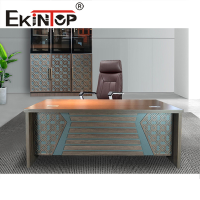 L-stijl modern bureau 1000N laadvermogen houtfineer top mahonie kleur