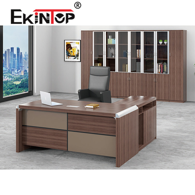 L-vormige houten kantoortafel 3 mm PVC-randen voor baas CEO Manager Executive