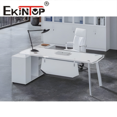 Moderne tafel van gehard glas, groot rechthoekig glazen bureau SGS