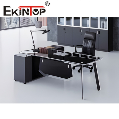 Moderne tafel van gehard glas, groot rechthoekig glazen bureau SGS