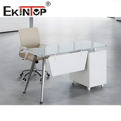 Witte op maat gemaakt gehard glas bureau gehard glas computer bureau