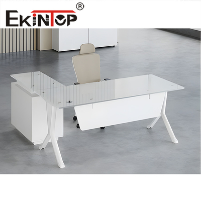 Ekintop L-vormige kantoor computer bureau Moderne Executive Glass Desk