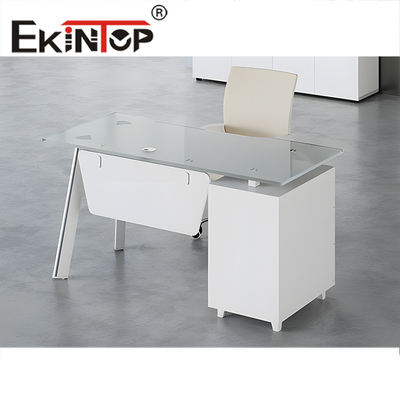 Ekintop L-vormige kantoor computer bureau Moderne Executive Glass Desk