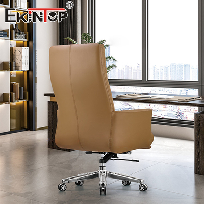 Bruine Manager Swivel Leather Chair voor Kantoormeubilair