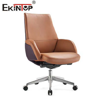 Hoogte van de het Bureaustoel van het 360 Wartel past de Bruine Leer CEO Office Furniture aan