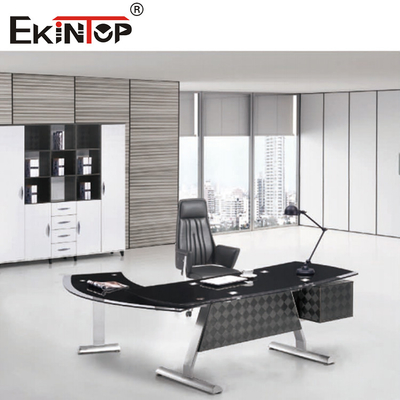 Glad Wit Zwart Glasbureau Moderne CEO Executive Office Furniture
