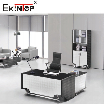 Glad Wit Zwart Glasbureau Moderne CEO Executive Office Furniture