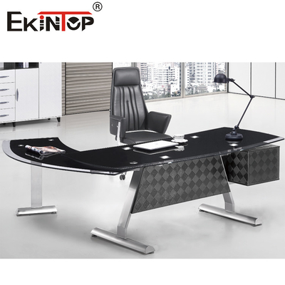 Glad Wit Zwart Glasbureau Moderne CEO Executive Office Furniture