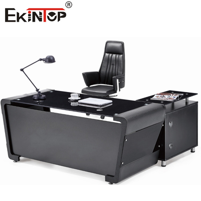 8 mm Dikte Modern glazen bureau met stalen benen voor kantoorgebouwen