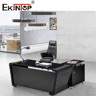 8 mm Dikte Modern glazen bureau met stalen benen voor kantoorgebouwen