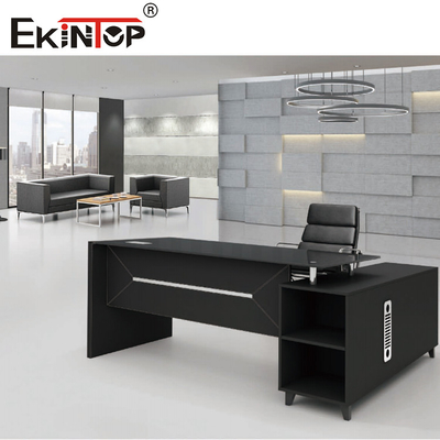 Waterdicht modern rechthoekig glazen bureau Zwart gehard glazen bureau