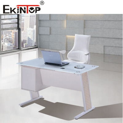Witte blauwe glazen bureau tafel met laken Executive Home Office bureau