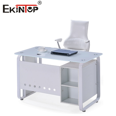 Witte blauwe glazen bureau tafel met laken Executive Home Office bureau