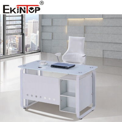 Witte blauwe glazen bureau tafel met laken Executive Home Office bureau