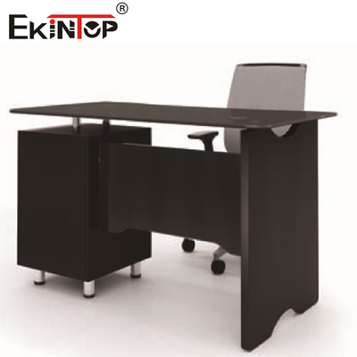 Commerciële zwart glas L-vormig bureau met laden Moderne kantoormeubelen