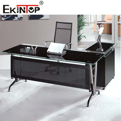 Metalen benen met kast Glas bureau Moderne Home Office Computer bureau