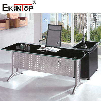 Metalen benen met kast Glas bureau Moderne Home Office Computer bureau