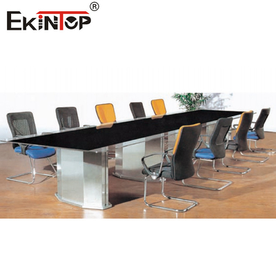 Rectangulaire zwarte conferentietafel Elegante zakelijke sfeer 10 zitplaatsen