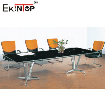 Rectangulaire zwarte conferentietafel Elegante zakelijke sfeer 10 zitplaatsen