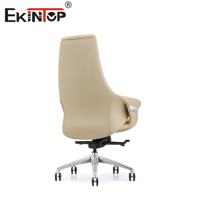 Comfortabele schuifstoel in leer met stil Pu-wiel
