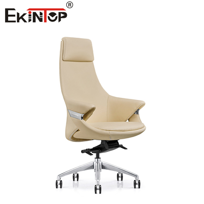 Comfortabele schuifstoel in leer met stil Pu-wiel