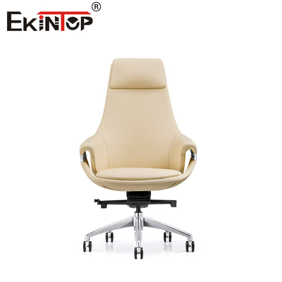 Comfortabele schuifstoel in leer met stil Pu-wiel