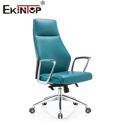 Moderne hoge rug pvc leer kantoor stoel draaiende 350 mm aluminium basis