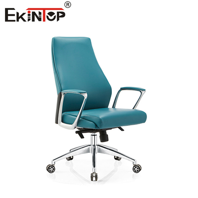 Moderne hoge rug pvc leer kantoor stoel draaiende 350 mm aluminium basis