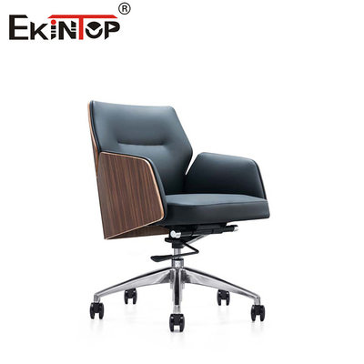 Blend Wood And Leather Office Chair PU Padded Armrest voor tijdloze verfijning