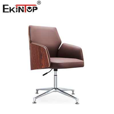 Blend Wood And Leather Office Chair PU Padded Armrest voor tijdloze verfijning