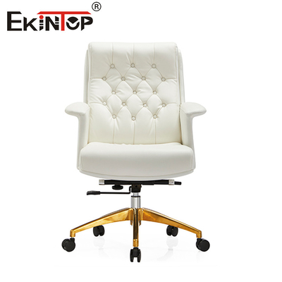 Witte Executive Leather Office Chair Multifunctionele Mechanisme
