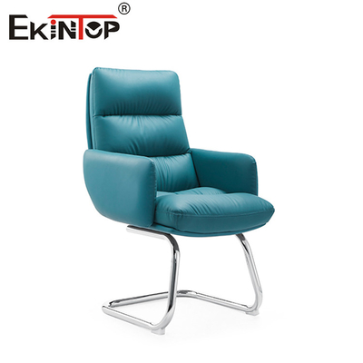 Moderne blauwe valse lederen fauteuil Slank ontwerp voor moderne ruimtes