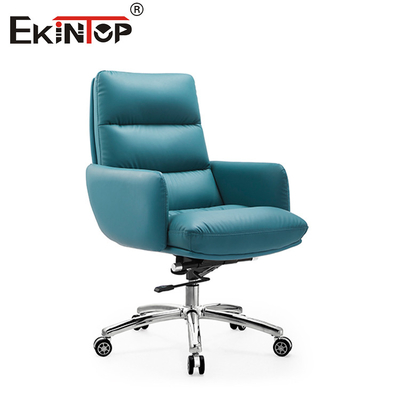 Moderne blauwe valse lederen fauteuil Slank ontwerp voor moderne ruimtes