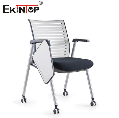 Poedercoating Frame Training Chair Mesh Backrest Met Schrijftablet Armsteun En Draaiende Rollers