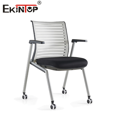 Poedercoating Frame Training Chair Mesh Backrest Met Schrijftablet Armsteun En Draaiende Rollers