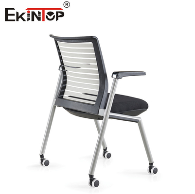 Poedercoating Frame Training Chair Mesh Backrest Met Schrijftablet Armsteun En Draaiende Rollers