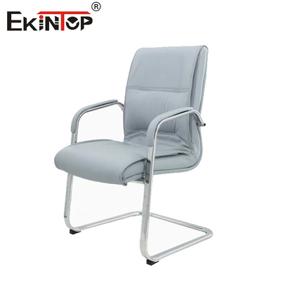 OEM zwarte leer kantoorstoel met armleuningen en metalen frame business style