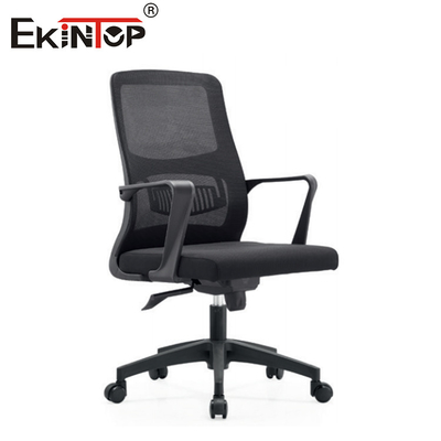 Zwarte Mid Back Moderne Mesh rugleuning kantoorstoel met wielen en armleuningen