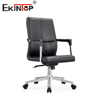 Moderne mid back zwarte leer kantoor stoel draaibare voet frame
