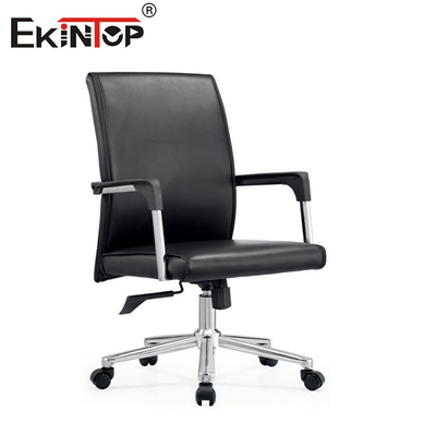 Mid back Synthetisch leer kantoor stoel met armleuningen aanpasbaar