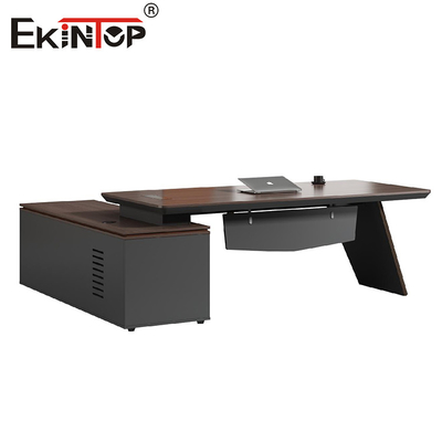 Zwart houten kantoor bureau commerciële stijl met kantkas kantoormeubilair