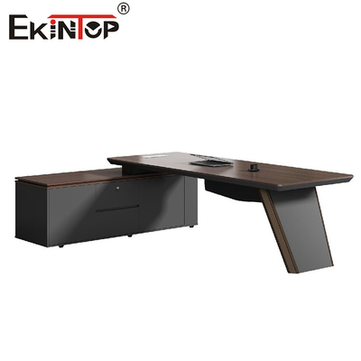 Zwart houten kantoor bureau commerciële stijl met kantkas kantoormeubilair