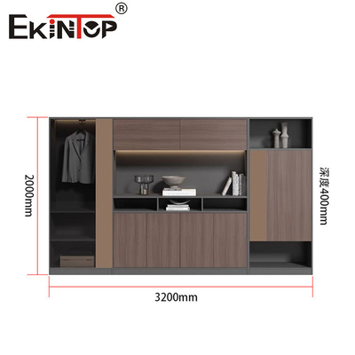 Grote houten kantoorkast in moderne stijl met schuifdeurontwerp