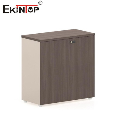 Houten kleine boekenkast archiefkast in noten kleur met moderne stijl