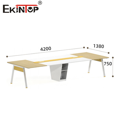 Moderne stijl kantoorconferentietafel Houtmateriaal Metalen benen Aanpasbaar