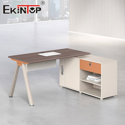 Hoogwaardige walnootkleur L-vormige bureau in moderne stijl