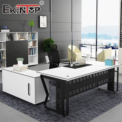 Moderne kantoor bureau L-vormig bureau Aanpasbaar houten hoek bureau